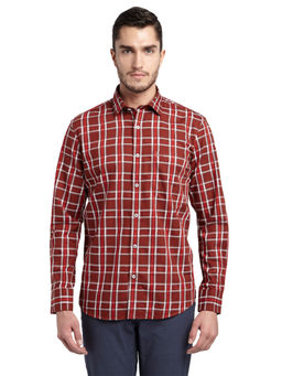 ColorPlus - Red Checkered Casual Shirt