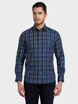 ColorPlus - Dark Blue Checked Casual Shirt