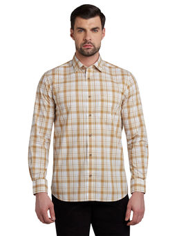 ColorPlus - Medium Fawn Checked Casual Shirt