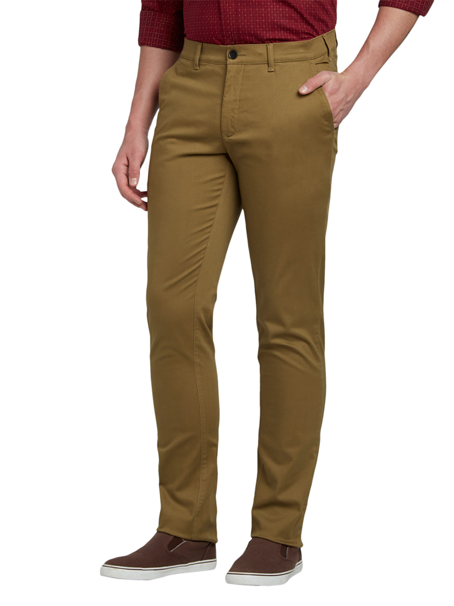 ColorPlus Beige Solid Casual Trouser 