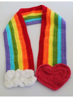 Woonie - Handmade Heart & Cloud Detailing Muffler - Multi