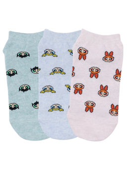Balenzia - X Cartoon Network Powerpuff Girls Low Cut Socks - Pack Of 3 - Multi-Color (Free Size)