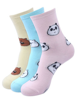 Balenzia - High Ankle Socks For Women Pack Of 3 - Multi-Color (Free Size)