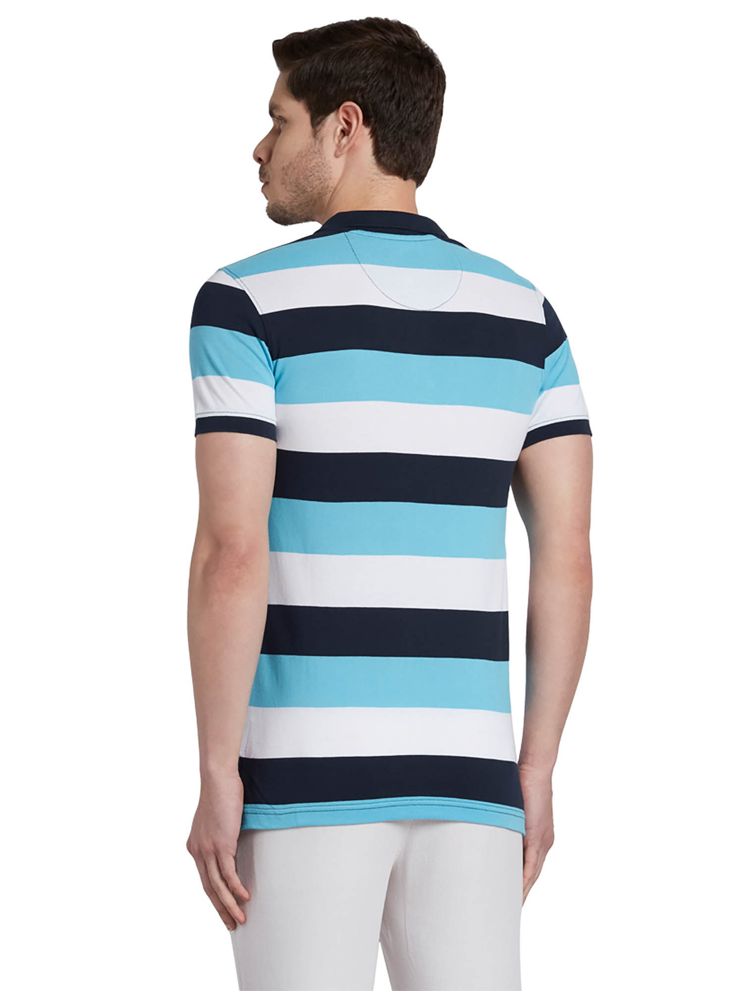 Buy ColorPlus Blue Striped T-Shirt 