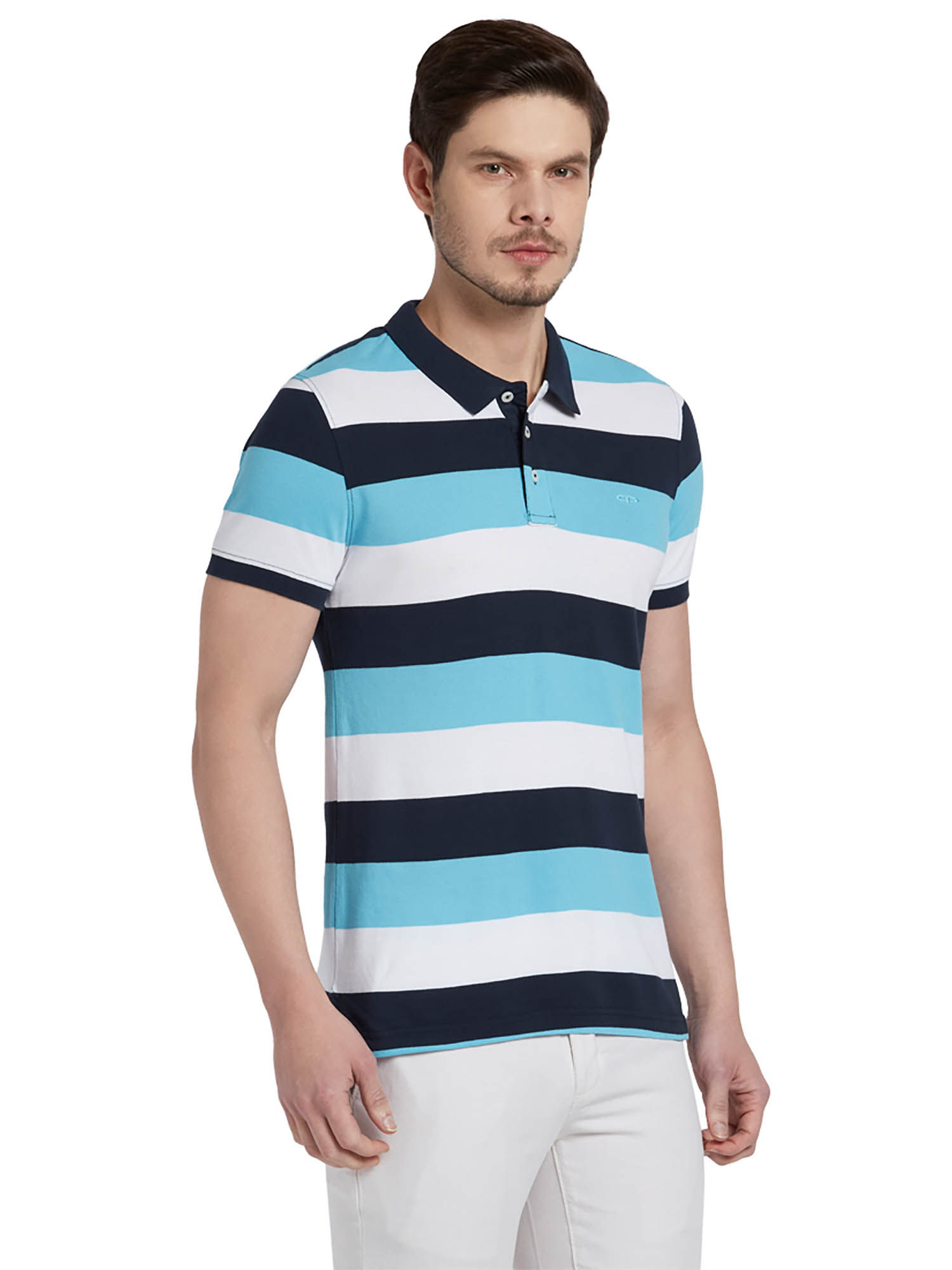 Buy ColorPlus Blue Striped T-Shirt 