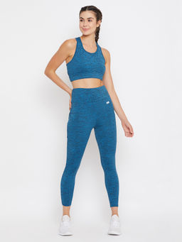 Clovia - Activewear Tights & Padded Sports Bra Set - Blue