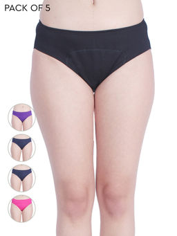 Adira - Pack Of 5 Period Hipsters - Multi-Color