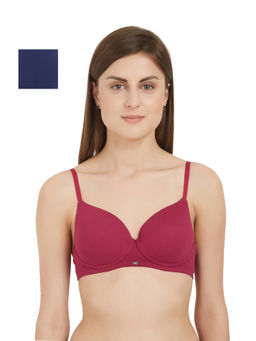 SOIE - Semi/Medium Coverage Padded Non-Wired T-shirt Bra(Pack of 2) - Multi-Color
