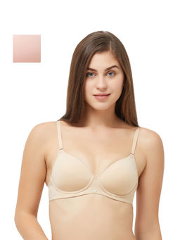 SOIE - Semi/Medium Coverage Padded Non-Wired T-shirt Bra(Pack of 2) - Multi-Color