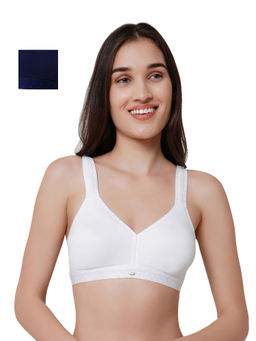 SOIE - Non Padded Non-Wired Full Coverage Stretch Cotton T-shirt Bra-Pack of 2-Multi-Color