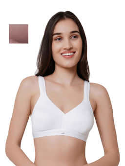 SOIE - Non Padded Non-Wired Full Coverage Stretch Cotton T-shirt Bra-Pack of 2-Multi-Color