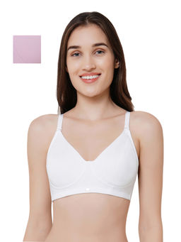 SOIE - Non Padded Non-Wired Full Coverage Stretch Cotton T-shirt Bra-Pack of 2-Multi-Color