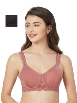 SOIE - Women's Full Coverage Non-Padded Wired Lace Bra (Pack Of 2) - Multi-Color