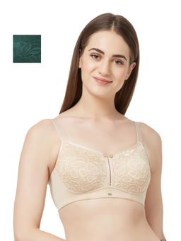 SOIE - Full Coverage Padded Non-Wired Lace Bra-Pack of 2-Multi-Color