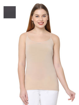 SOIE - Women's Polyamide Spandex Camisole With Detachable Back Strap -Pack of 2 - Multi-Color