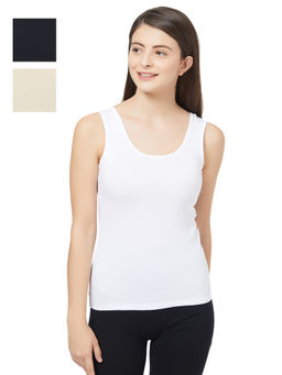 SOIE - Women's Solid U Back Camisole- Pack Of 3 - Multi-Color