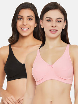 Clovia - Cotton Pack of 2 Non-Padded Non-Wired Full Figure Bra - Multi-Color