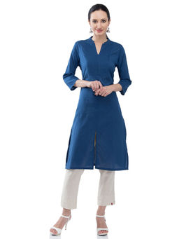 Biba - Blue Solid Kurta