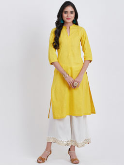 Biba - Yellow Solid Kurta