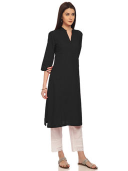Biba - Black Solid Straight Kurta