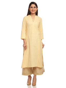 Biba - Yellow Solid Straight Kurta