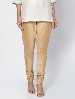 Biba - Gold Solid Art Silk Churidar