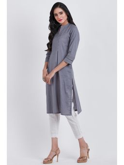 Biba - Grey Solid Kurta