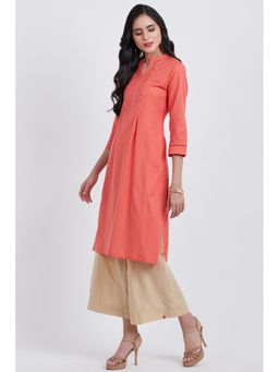 Biba - Peach Solid Kurta