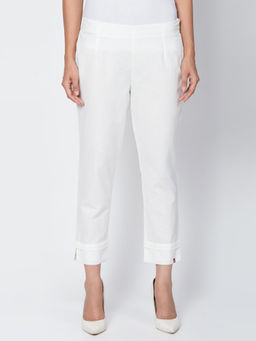 Biba - Off White Solid Pant