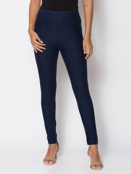 Biba - Navy Blue Solid Skinny Jeggings