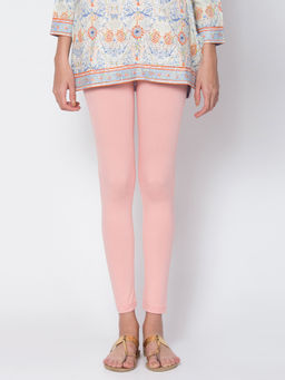 Biba - Peach Solid Cotton Leggings