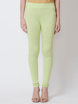 Biba - Green Solid Cotton Churidar