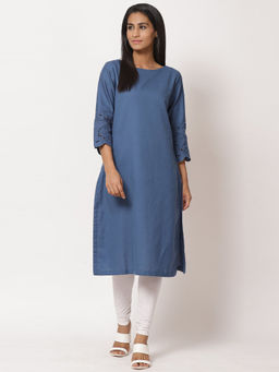 Biba - Indigo Solid Kurta
