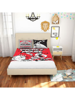 CORE Designed by SPACES - Disney Mickey Mouse Kids Cotton 180 Tc 1 Queen Bedsheet,2 Pillow Cover