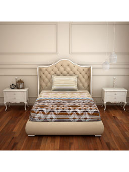 CORE Designed by SPACES - Atrium Brown Geometric Cotton 144 Tc 1 Single Bedsheet,1 Pillow Cover