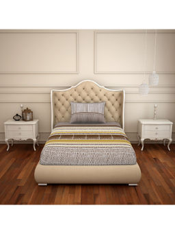 CORE Designed by SPACES - Atrium Brown Geometric Cotton 144 Tc 1 Single Bedsheet,1 Pillow Cover