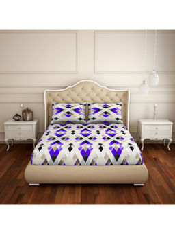 CORE Designed by SPACES - Seasons Best 104 Tc Violet Cotton 1 Queen Bedsheet With 2 Pillow Cover
