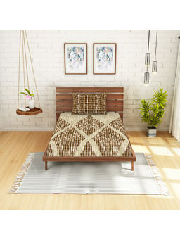 CORE Designed by SPACES - Atrium Brown Cotton 210 Tc 1 Single Bedsheet & 1 Pillow Cover