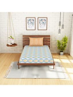 CORE Designed by SPACES - Atrium Blue Cotton 210 Tc 1 Single Bedsheet & 1 Pillow Cover