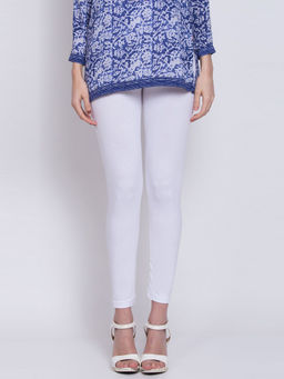 Biba - White Solid Leggings