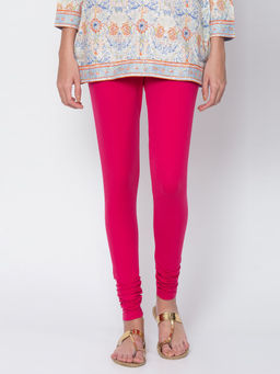 Biba - Pink Solid Cotton Knitted Churidar