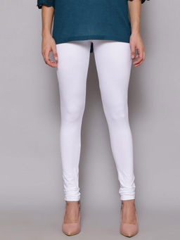 Biba - White Cotton Lycra Knitted Churidar