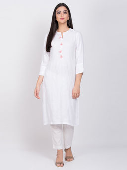 Biba - White Checks Kurta