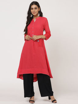 Biba - Pink Embroidered Kurta