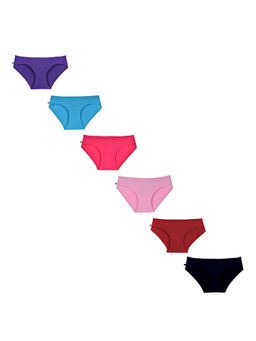 Adira - Pack Of 6 Mid Waist Cotton Panties - Multi-Color