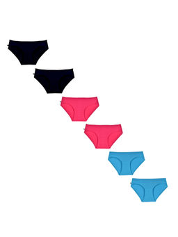 Adira - Pack Of 6 Mid Waist Cotton Panties - Multi-Color