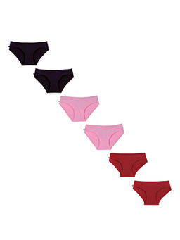 Adira - Pack Of 6 Mid Waist Cotton Panties - Multi-Color