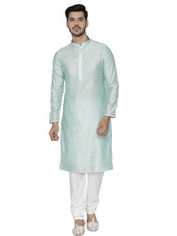 Manyavar - Blue Self Design Kurta And Churidar (Set of 2)