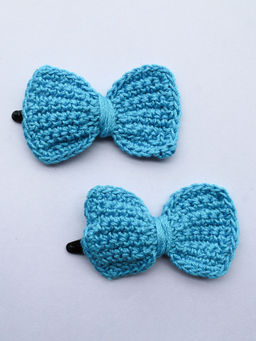 Woonie - Blue Bow Handmade Hairclips (Pack of 2)