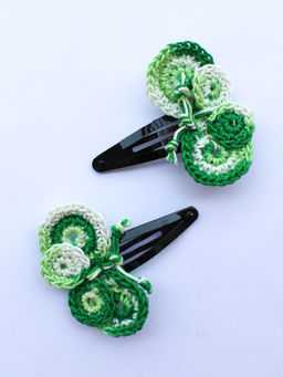Woonie - Green Butterfly Handmade Hairclips (Pack of 2)